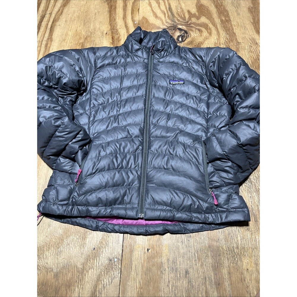 Patagonia Ultralight Puffer Down Jacket Women M Gray Quilted Full Zip @G8